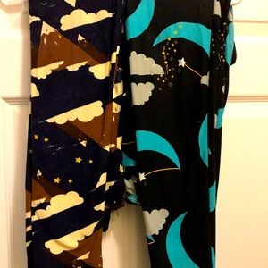 Lularoe OS leggings.  Two pairs, mountain and moon prints.